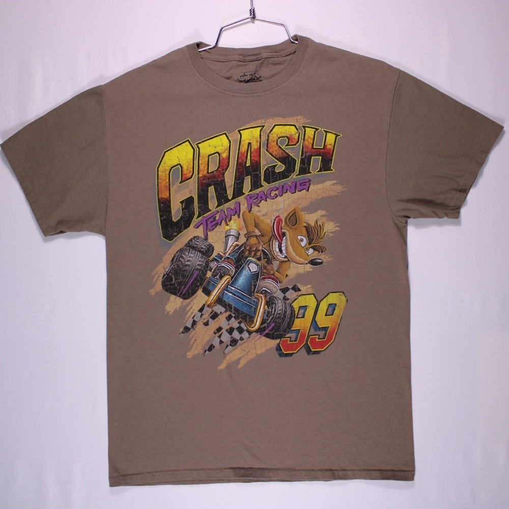 Crash Team Racing Shirt Mens Size M Beige Gaming‎ Shirt